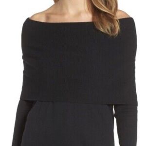 Caslon black sweater with large cowl, size 3x